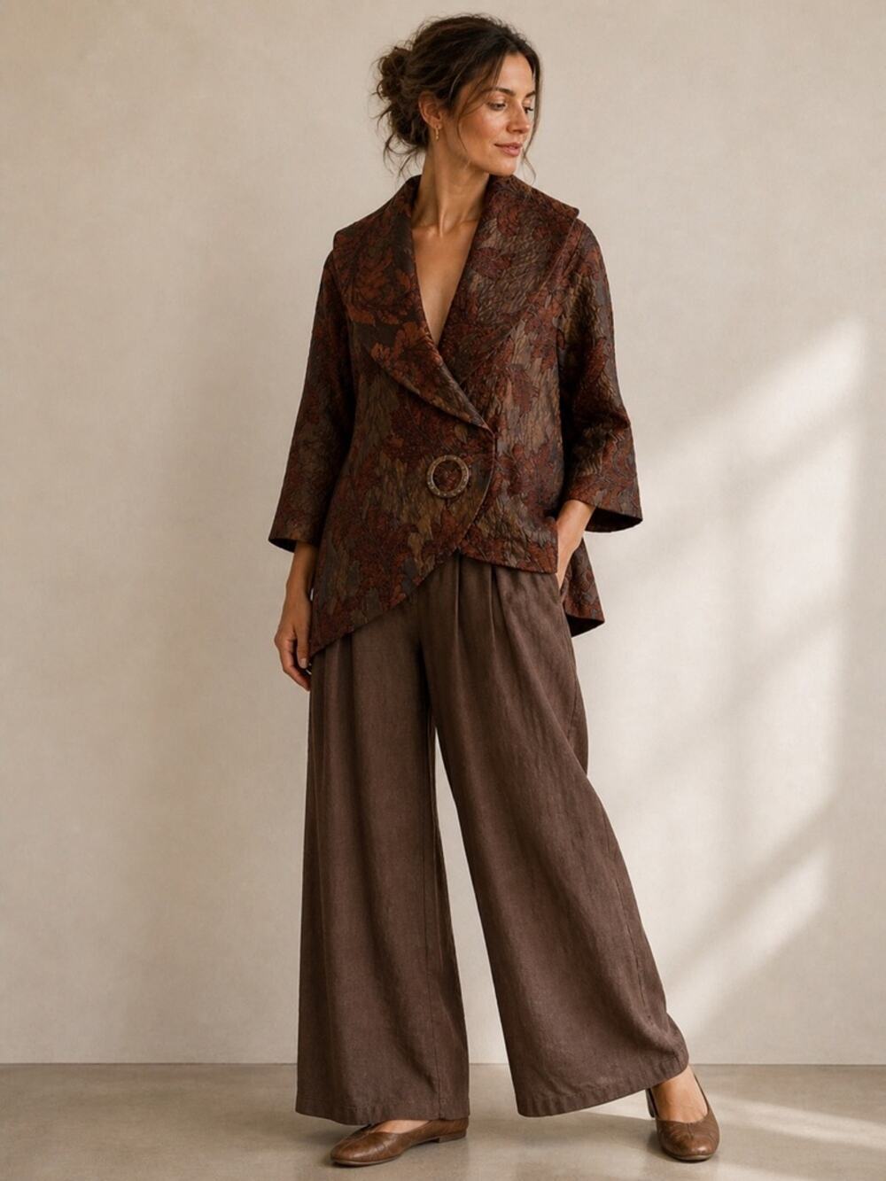The New Collection by Julie & Martin Venzal, Tapestry Coat - Brown Multi,Boho M